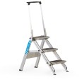 Zarges Sicherheitstreppe Plazamax P klappbar mit Gummibelag mit Sicherheitsbügel 3 Stufen