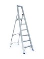 ASC Eurostairs Stufenstehleiter einseitig eloxiert mit Plattform 6 Stufen