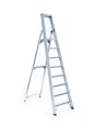 ASC Eurostairs Stufenstehleiter einseitig eloxiert mit Plattform 8 Stufen