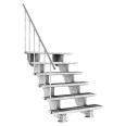 Dolle Außentreppe Gardenstep 120cm breit 6 Stufen Gitterrost 111-135cm Steigungshöhe mit Geländer