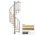 Dolle Spindeltreppe Oslo Ø120-160cm mit 252-368cm Geschosshöhe inklusive Geländer-small