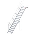 Euroline 511 Podesttreppe 45° 600mm Stufenbreite 16 Stufen Alu gerieft