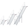 Euroline 511 Podesttreppe 45° 600mm Stufenbreite 4 Stufen Stahl Gitterrost