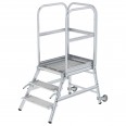 MUNK Podestleiter mit Rollen und Griff Stahl-Gitterrost 3 Stufen-small