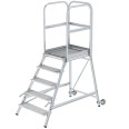 MUNK Podestleiter mit Rollen und Griff Stahl-Gitterrost 5 Stufen-small
