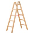 Hymer Holz Sprossenstehleiter mit Eimerhaken 2x5 Sprossen