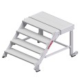 Hymer Treppenpodest mit großflächiger Plattform und 2 Rollen 1m Stufenbreite 4 Stufen