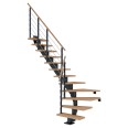 Dolle Mittelholmtreppe Hamburg 1/4 gewendelt Eiche weiß, geölt 85 cm breit für GH 222 – 258 cm UK Metall Anthrazit mit 