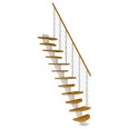 Dolle Mittelholmtreppe Berlin Eiche, geölt 64 cm breit für Geschosshöhen 222 – 270 cm UK Metall Weiß inkl. einseitigem Designgeländer