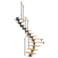 Dolle Mittelholmtreppe Cork Buche, lackiert 1/2 gewendelt 75 cm breit für GH 278 – 337 cm UK Metall Anthrazit mit Geländer-small