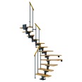 Dolle Mittelholmtreppe Cork Eiche, lackiert 1/2 gewendelt 79 cm breit für GH 259 – 315 cm UK Metall Anthrazit mit Geländer-small