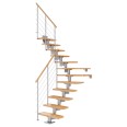Dolle Mittelholmtreppe Cork Eiche, lackiert 1/4 gewendelt 75 cm breit für GH 240 – 292 cm UK Metall Perlgrau mit Geländer-small