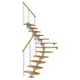 Dolle Mittelholmtreppe Cork Eiche, lackiert 1/4 gewendelt 75 cm breit für GH 259 – 315 cm UK Metall Perlgrau mit Geländer-small