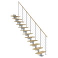 Dolle Mittelholmtreppe Cork Ahorn, lackiert Gerade 75 cm breit für GH 222 – 270 cm UK Metall Perlgrau mit Geländer