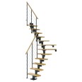 Dolle Mittelholmtreppe Dublin 1/4 gewendelt aus Ahorn lackiert 71 cm breit für GH 259–315 cm UK Metall Anthrazit mitlaufende Edelstahlstäbe-small