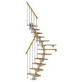 Dolle Mittelholmtreppe Dublin 1/4 gewendelt aus Eiche lackiert 71 cm breit für GH 278–337 cm UK Metall Perlgrau mit Einzelstabgeländer-small