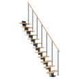 Dolle Mittelholmtreppe Dublin Gerade aus Buche lackiert 71 cm breit für GH 278–337 cm UK Metall Anthrazit mitlaufende Edelstahlstäbe