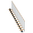 Dolle Mittelholmtreppe Dublin Gerade aus Buche lackiert 71 cm breit für GH 240–292 cm UK Metall Anthrazit mit Einzelstabgeländer