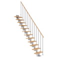 Dolle Mittelholmtreppe Dublin Gerade aus Buche lackiert 61 cm breit für GH 278–337 cm UK Metall Perlgrau mit Einzelstabgeländer-small