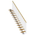 Dolle Mittelholmtreppe Dublin Gerade aus Eiche lackiert 71 cm breit für GH 240–292 cm UK Metall Perlgrau mit Einzelstabgeländer