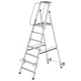 MUNK Aluminium-Stehleiter mit Rollen und Griff 7 Stufen