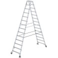 MUNK Stehleiter beidseitig begehbar mit Rollen 2x14 Stufen