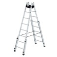MUNK Aluminium Stehleiter, treppengängig, mit 4 Holmverlängerungen 2x8 Sprossen