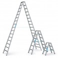 Zarges gebördelte Stufen-Stehleiter R13step-B eloxiert beidseitig begehbar-small