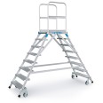 Zarges Podestleiter fahrbar mit 2x8 Leichtmetall-Stufen