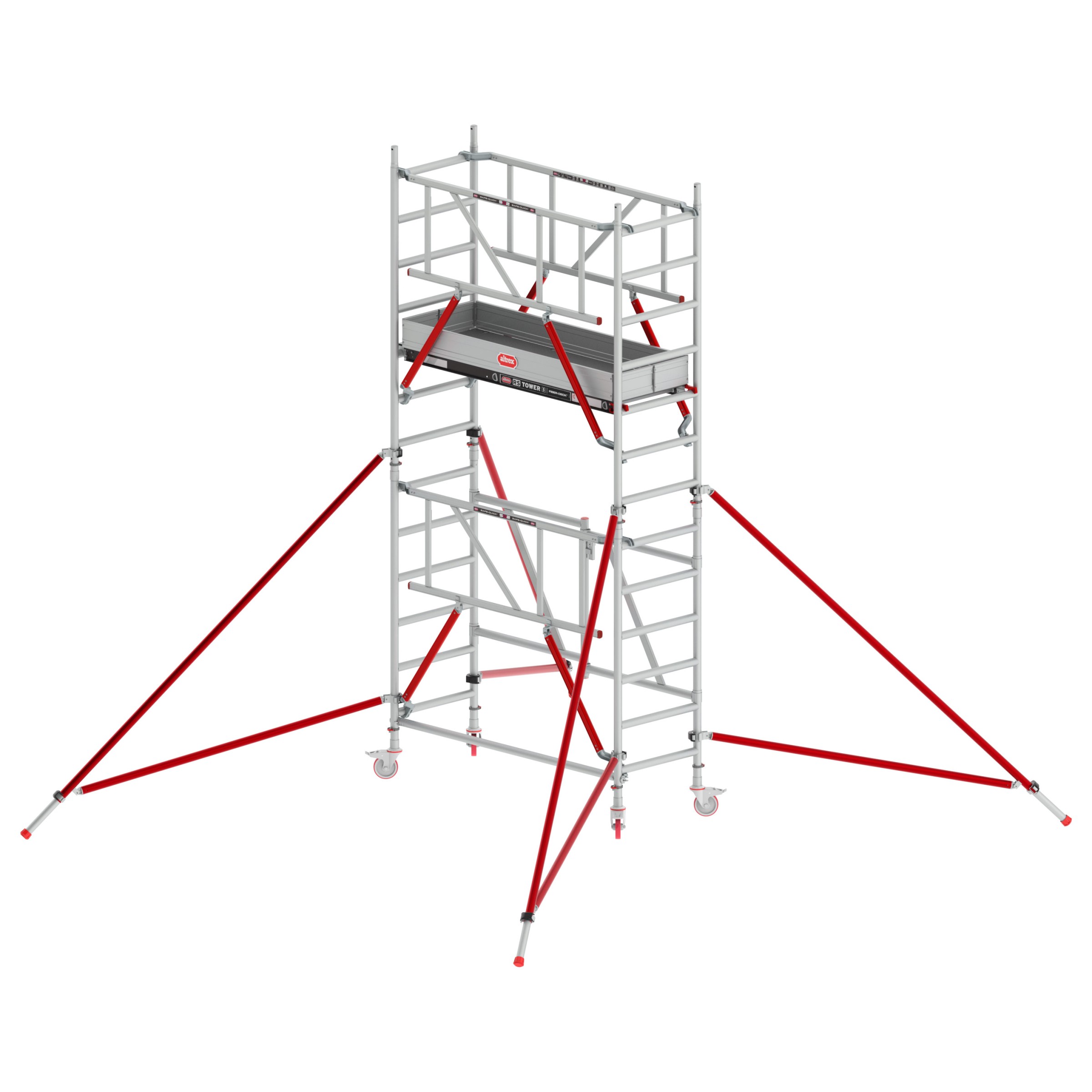 Altrex Klappgerüst RS Tower 54 Aluminium Holz-Plattform 0,75x1,85m mit Safe-Quick 4,8m AH
