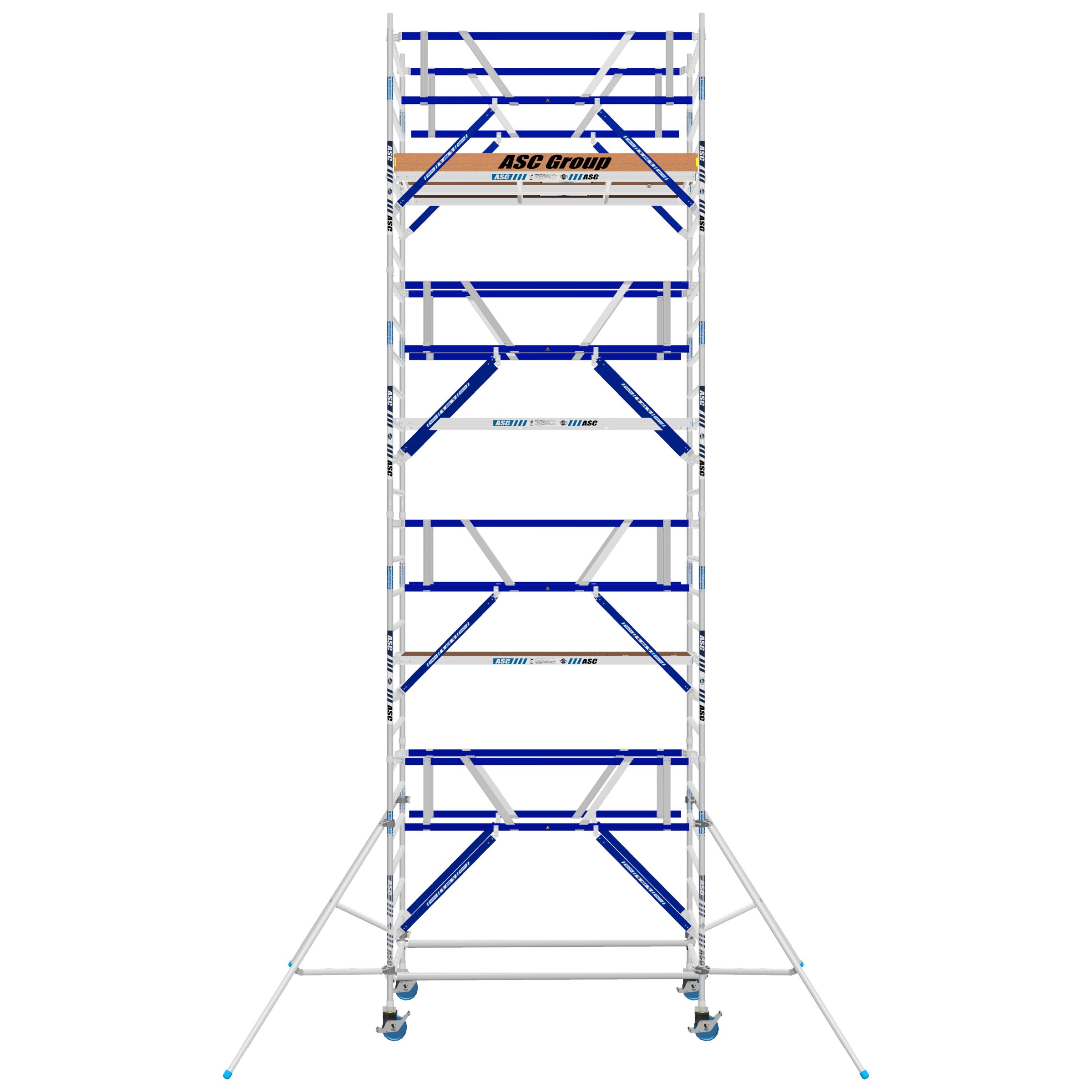 ASC Rollgerüst AGS Pro 250x135cm mit Carbon-Plattformen und doppelseitigem Geländer 9,3m Arbeitshöhe