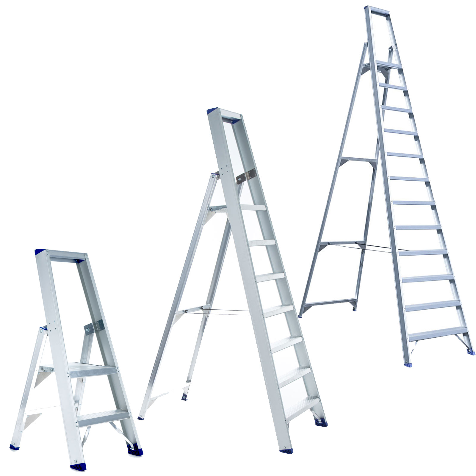 ASC Eurostairs Stufenstehleiter einseitig eloxiert mit Plattform