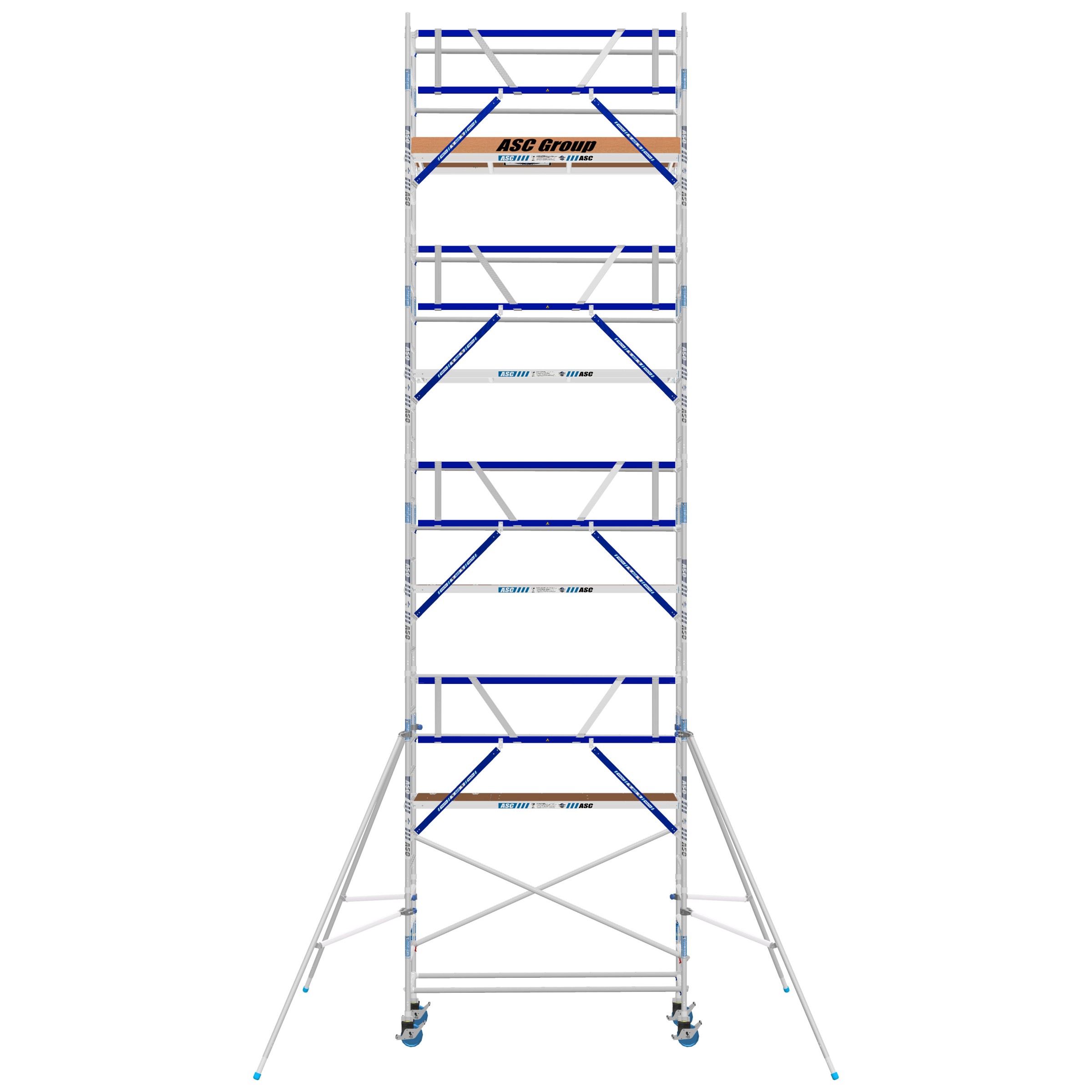 ASC Rollgerüst AGS Pro 305x75cm mit Carbon-Plattformen und einseitigem Geländer 10,3m Arbeitshöhe