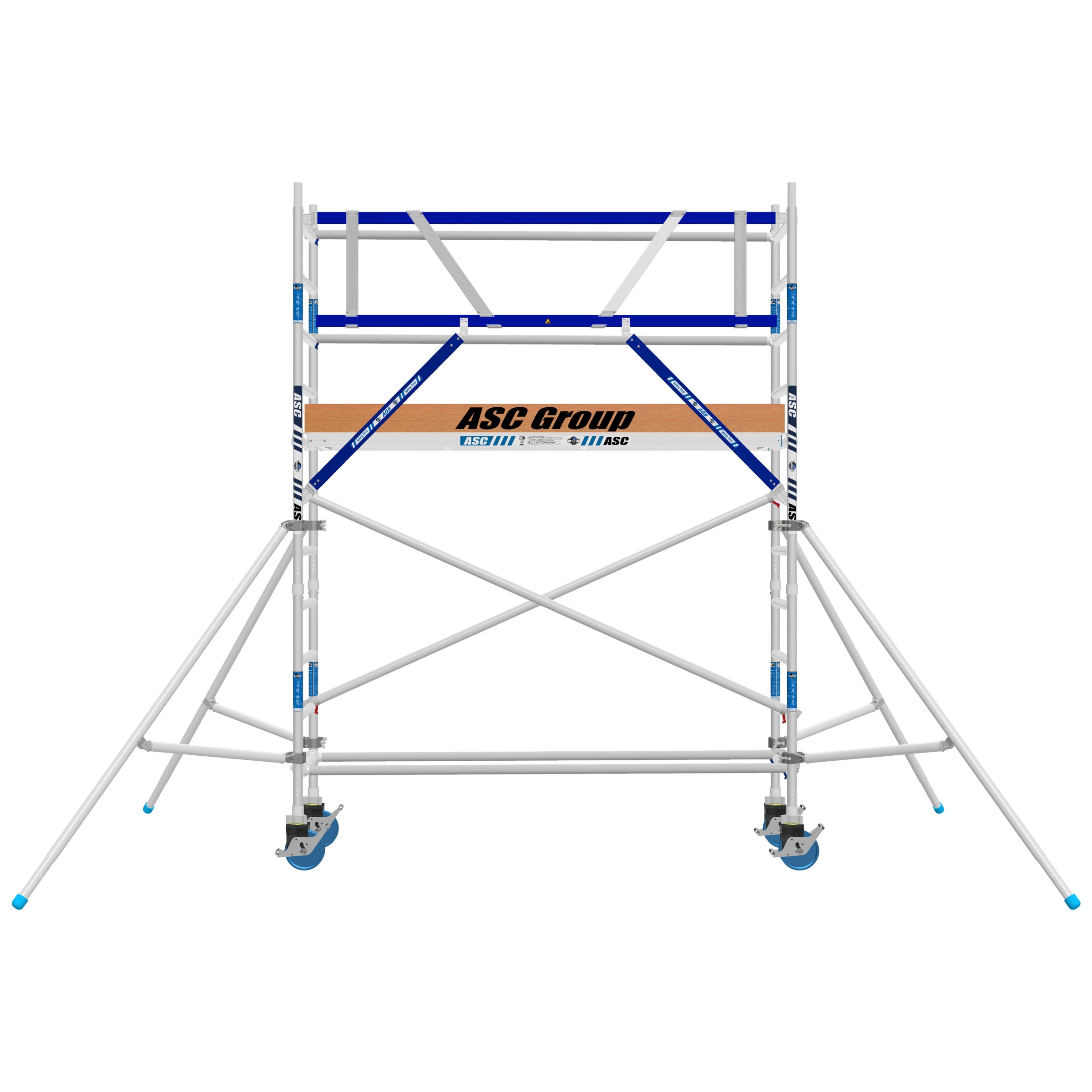 ASC Rollgerüst AGS Pro 190x75cm mit Holz-Plattformen und einseitigem Geländer 4,3m Arbeitshöhe