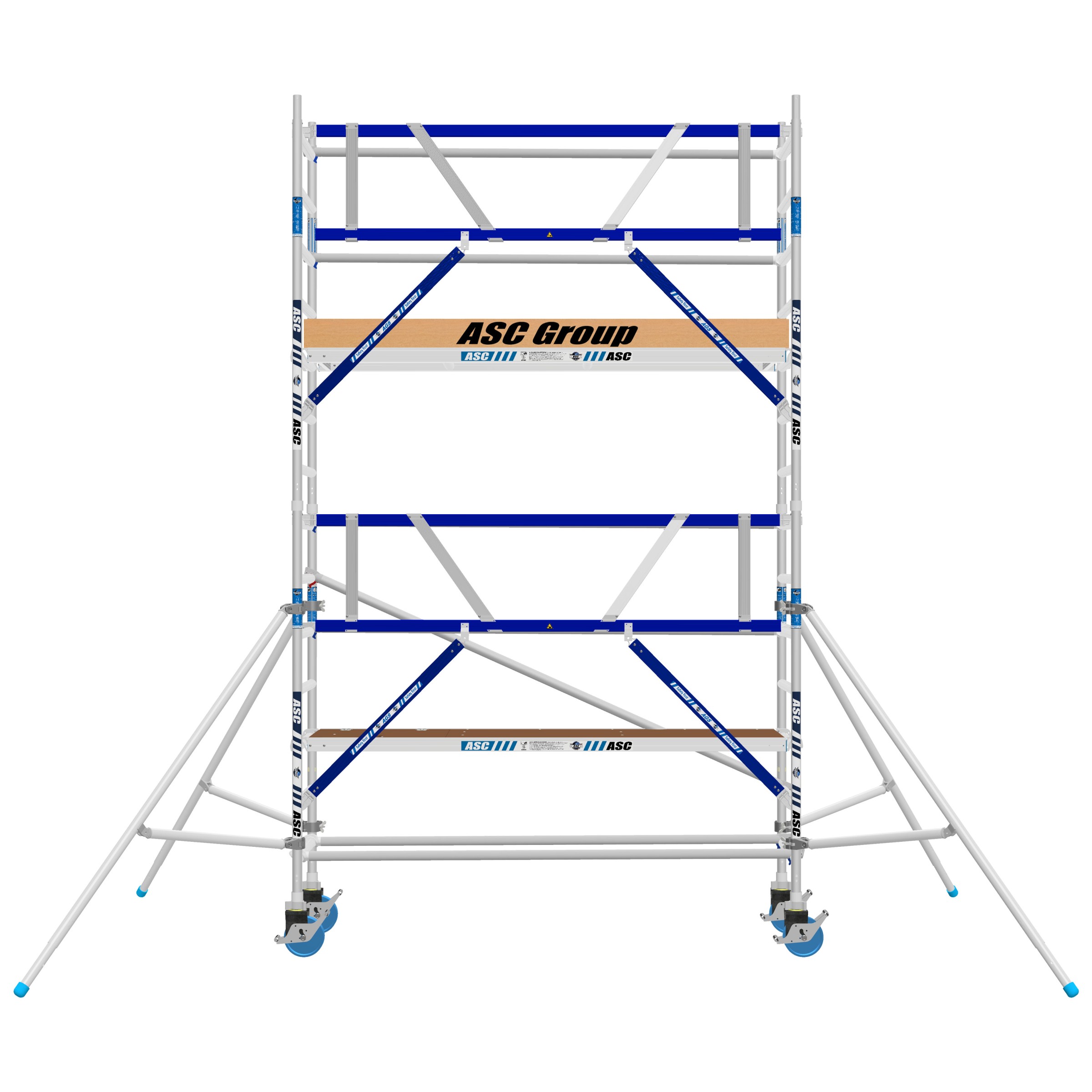 ASC Rollgerüst AGS Pro 190x135cm mit Carbon-Plattformen und einseitigem Geländer 5,3m Arbeitshöhe