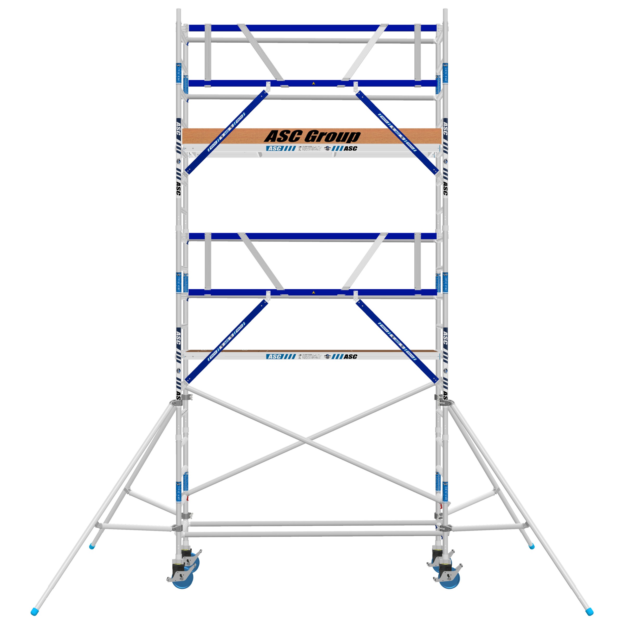 ASC Rollgerüst AGS Pro 190x75cm mit Carbon-Plattformen und einseitigem Geländer 6,3m Arbeitshöhe