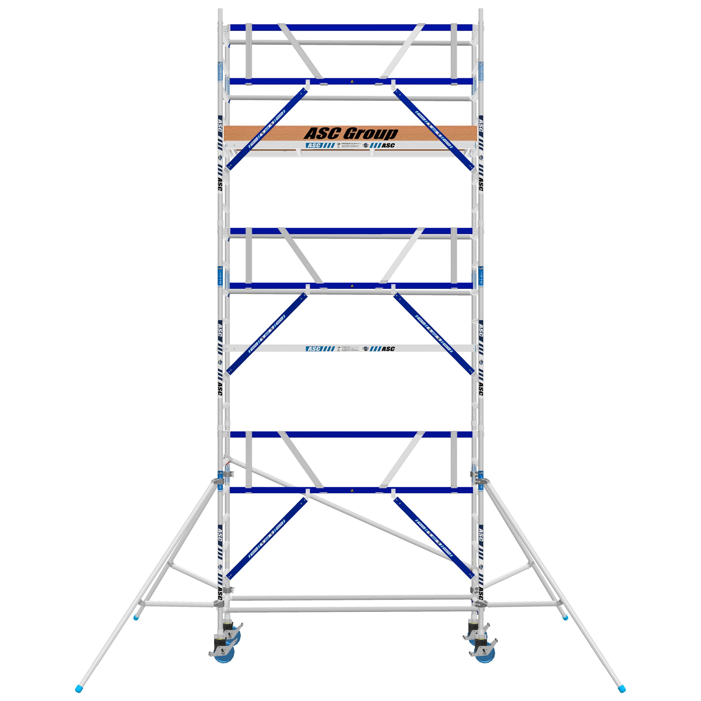 ASC Rollgerüst AGS Pro 305x135cm mit Holz-Plattformen und einseitigem Geländer 7,3m Arbeitshöhe