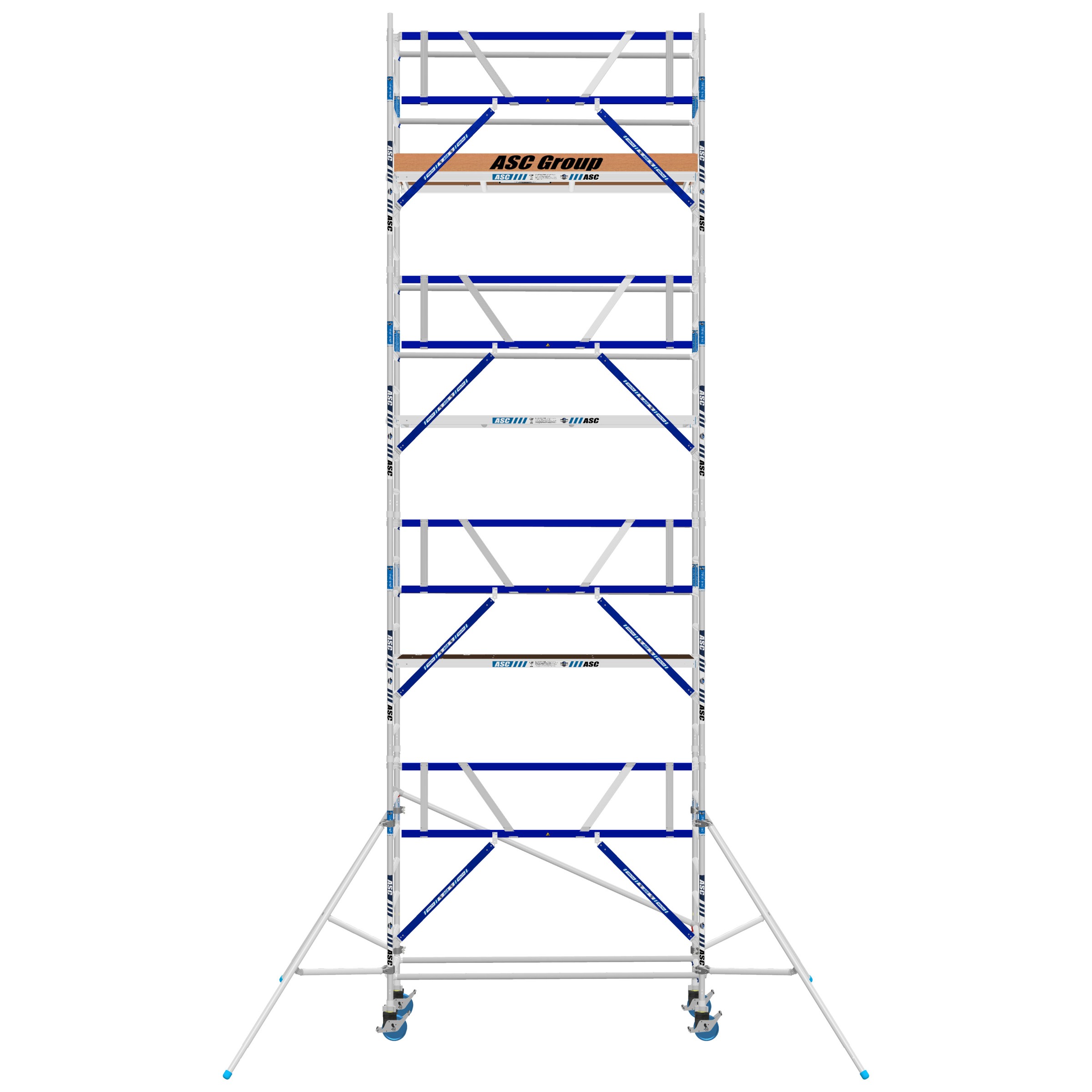 ASC Rollgerüst AGS Pro 190x135cm mit Holz-Plattformen und einseitigem Geländer 9,3m Arbeitshöhe