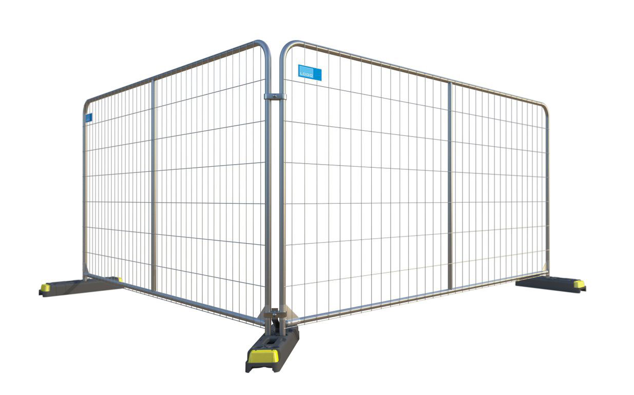 Bauzaun RT mit Rundrahmen 3,5x2,0m mit hororizontalem Mittelrohr und verstärkten Ecken