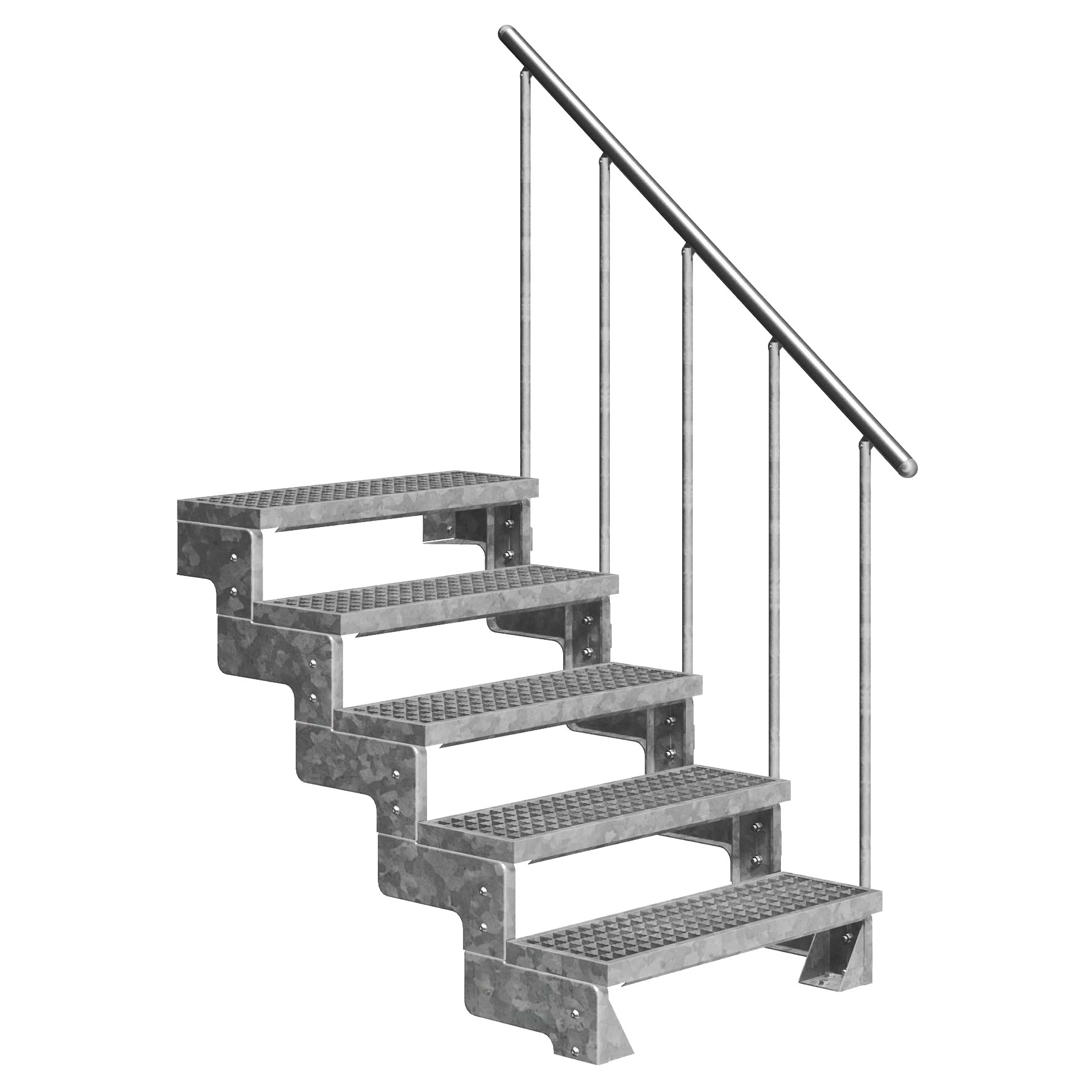 Dolle Außentreppe Gardentop 90-110cm Geschosshöhe mit Gitterrost 100cm breit mit Geländer