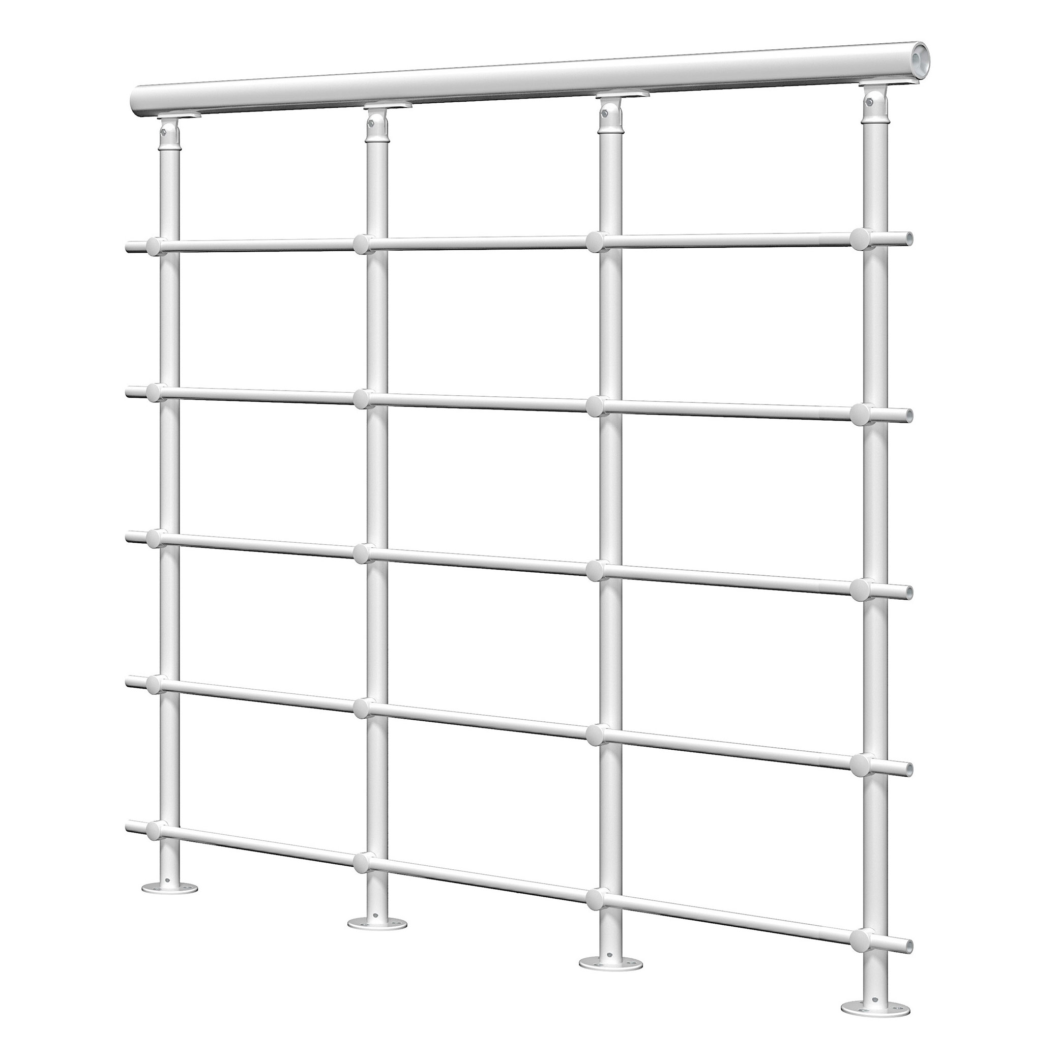 Dolle Brüstungsgeländer Startpaket 1m lang in weiß mit mitlaufenden Kunststoffstäben für Spindeltreppe Oslo