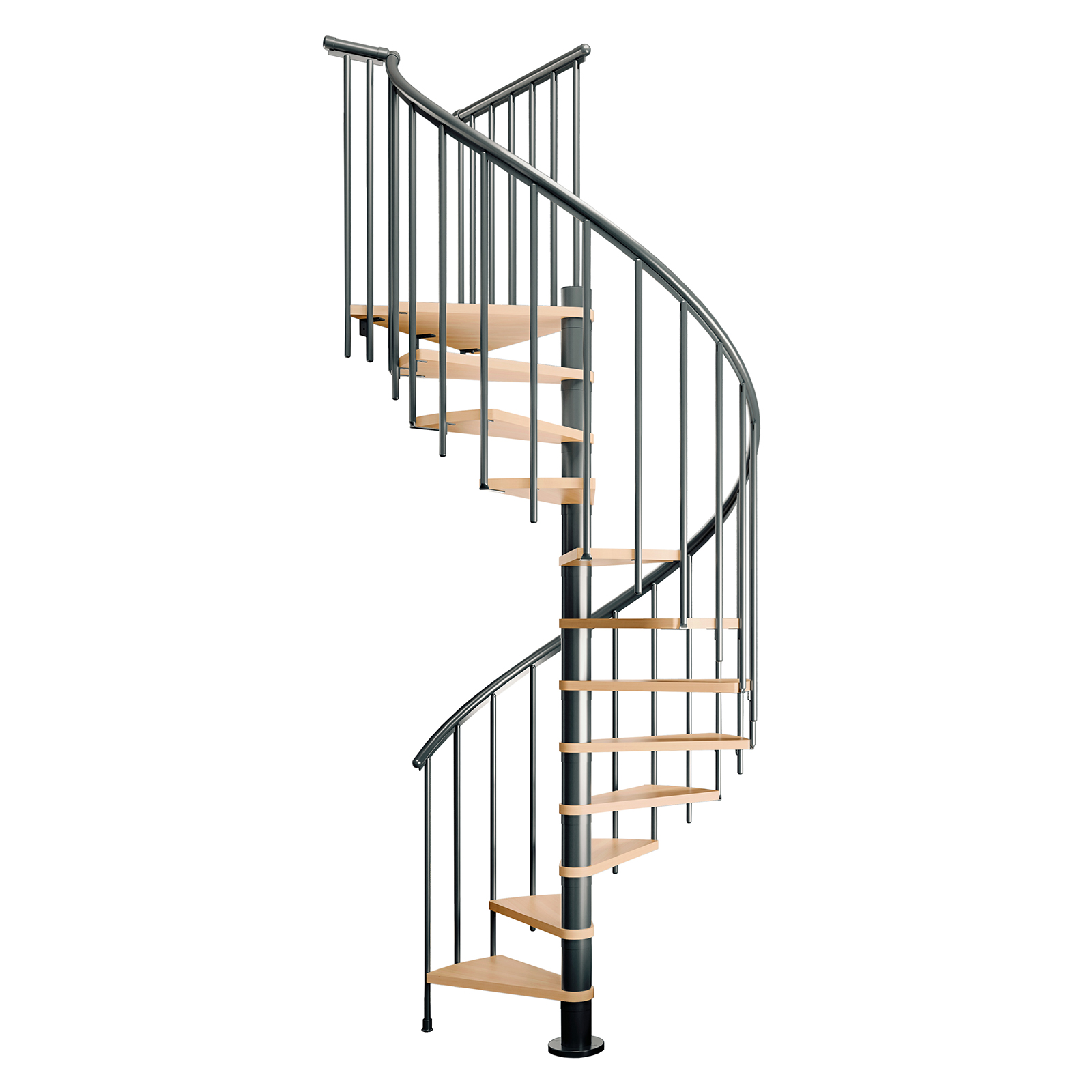 Dolle Spindeltreppe Montreal Buche/anthrazit 252-282cm Geschosshöhe Ø120cm