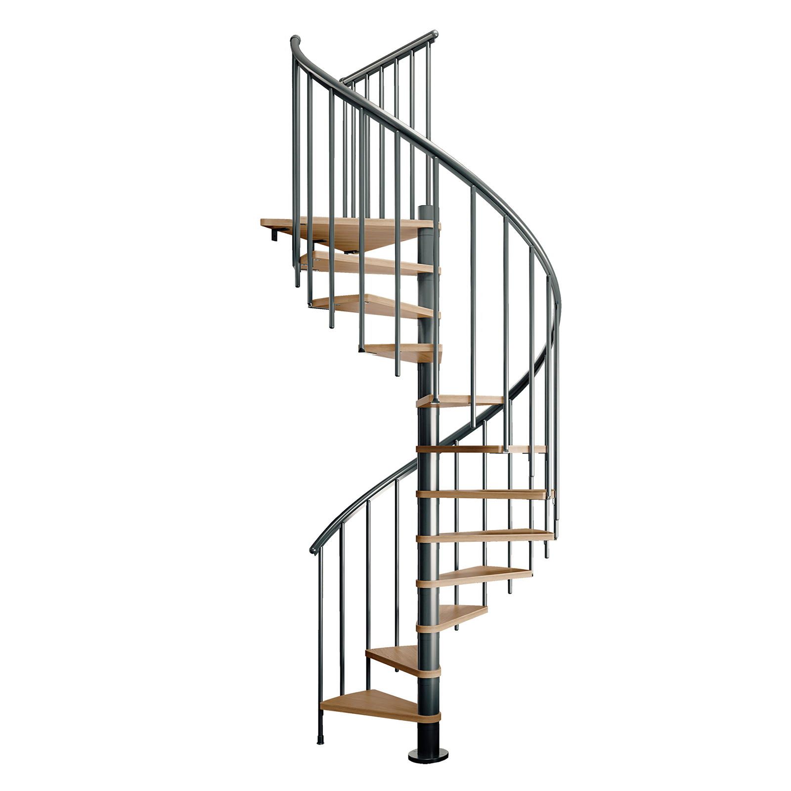 Dolle Spindeltreppe Montreal Eiche/anthrazit 252-282cm Geschosshöhe Ø140cm