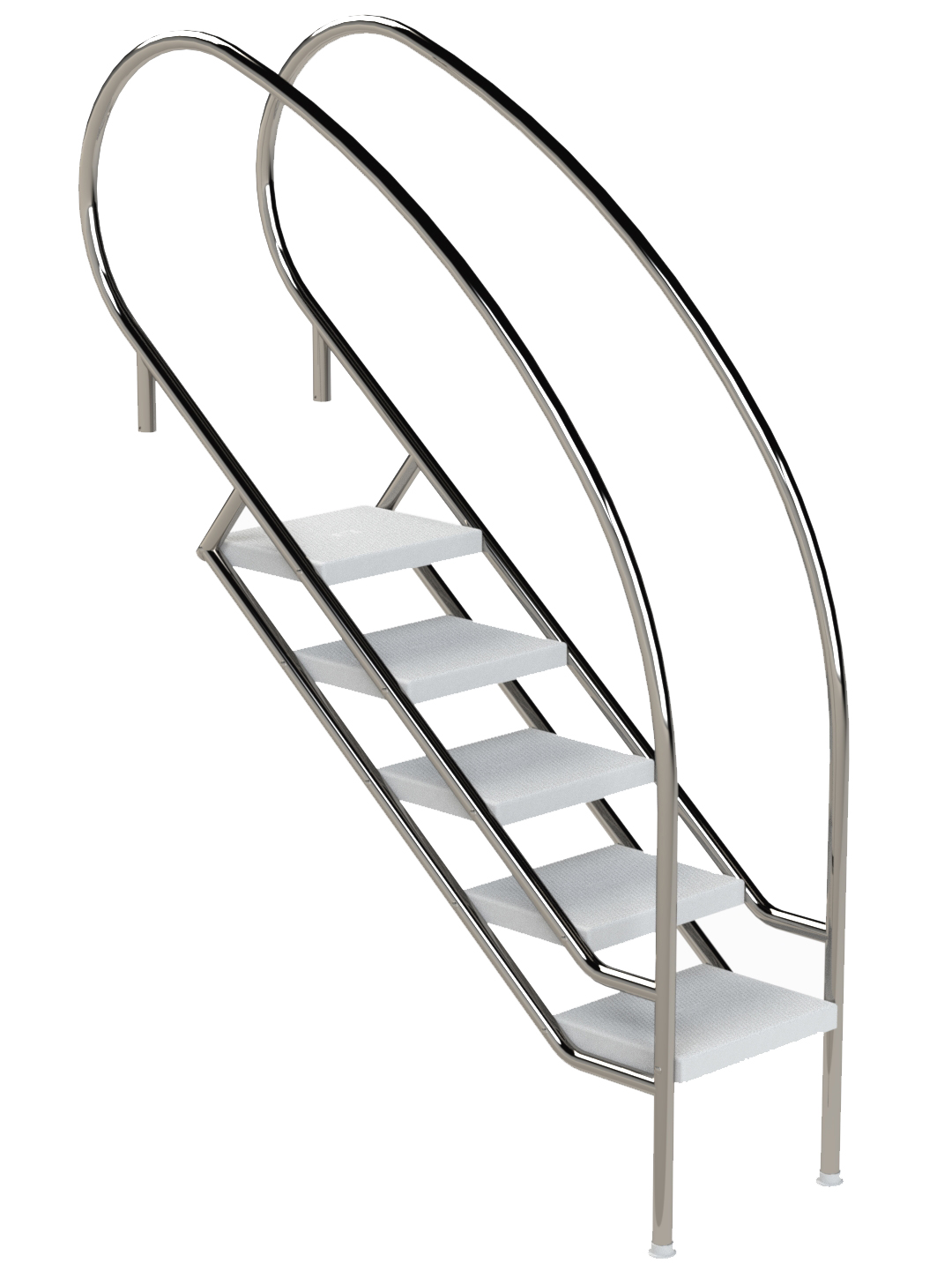 Eichenwald Pooltreppe Modell 08.2 Miami Swing Beckentiefe 1399mm Ausladung 1338mm 5 ABS-Stufen