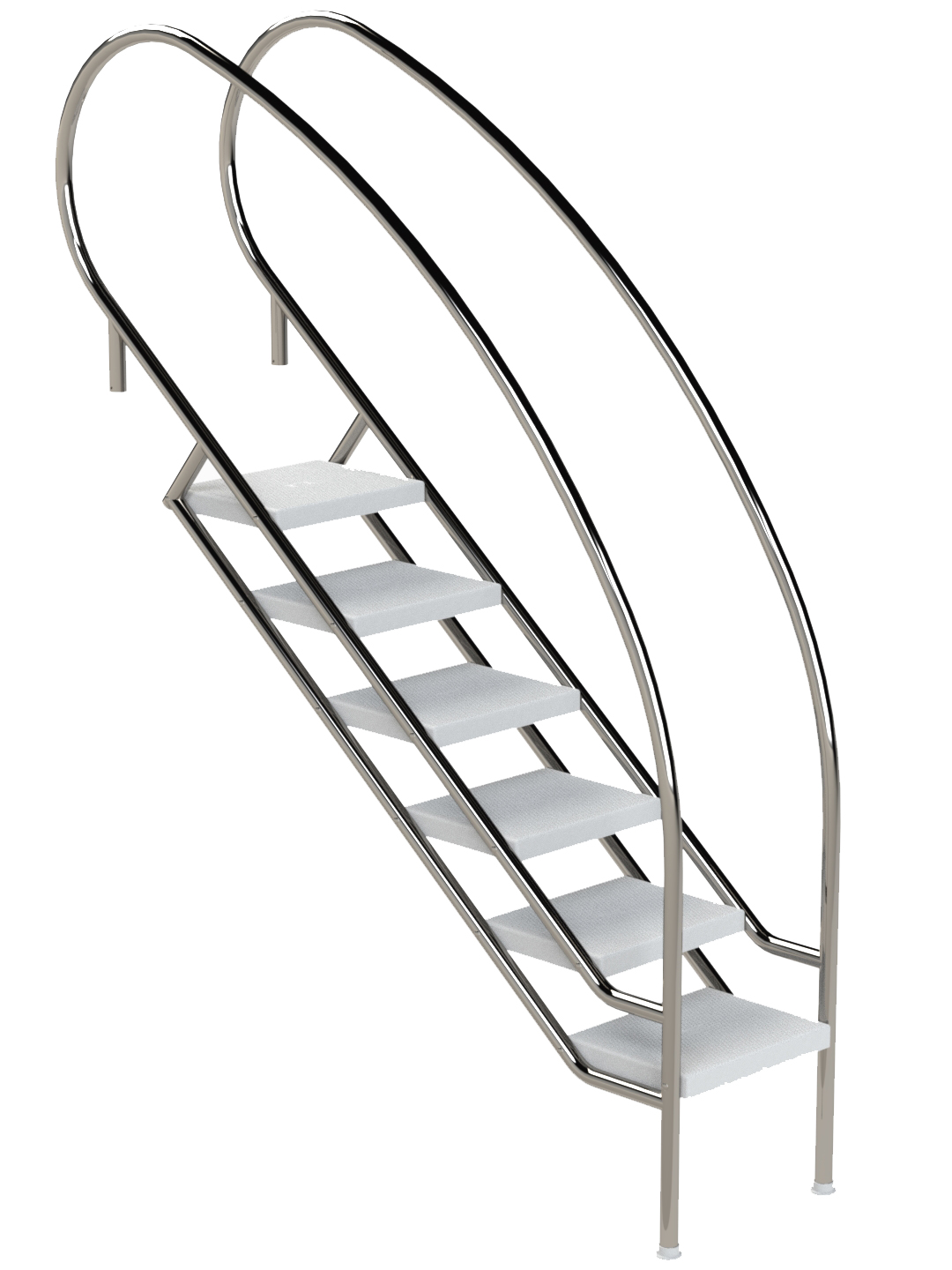 Eichenwald Pooltreppe Modell 08.2 Miami Swing Beckentiefe 1599mm Ausladung 1588mm 6 ABS-Stufen