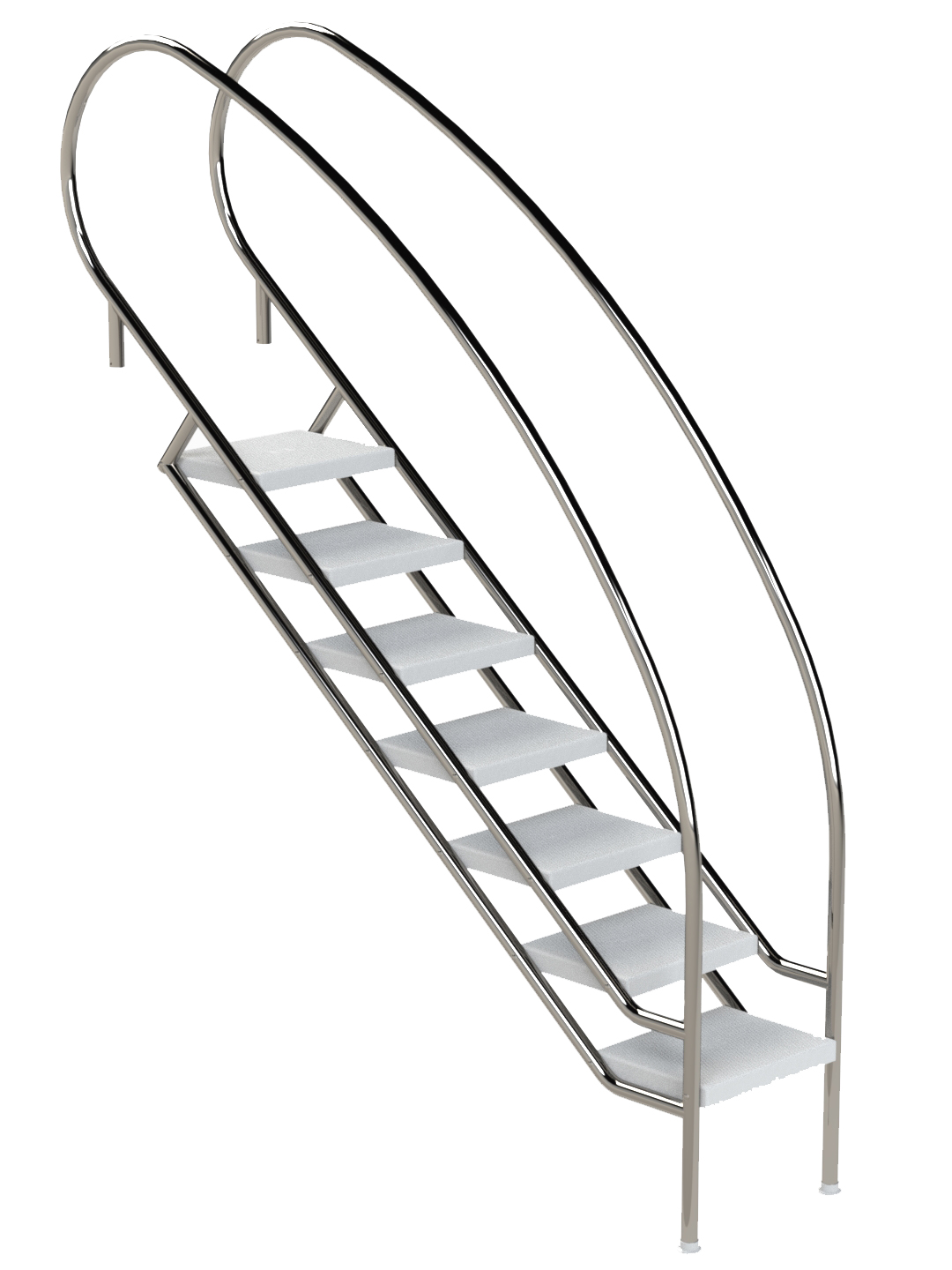 Eichenwald Pooltreppe Modell 08.2 Miami Swing Beckentiefe 1799mm Ausladung 1838mm 7 ABS-Stufen