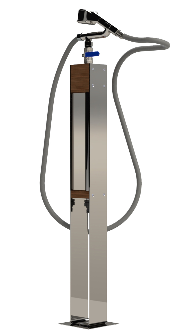 Eichenwald Modell 70 Gartendusche Altena klein mit Handbrause Gardena-Schlauchanschluss sowie Erdspieß