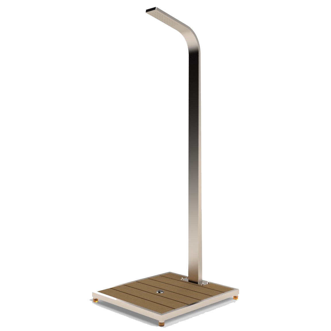 Eichenwald Modell 70 Gartendusche Ibiza mit WPC Plattform und Fußdruckknopf hellbraun