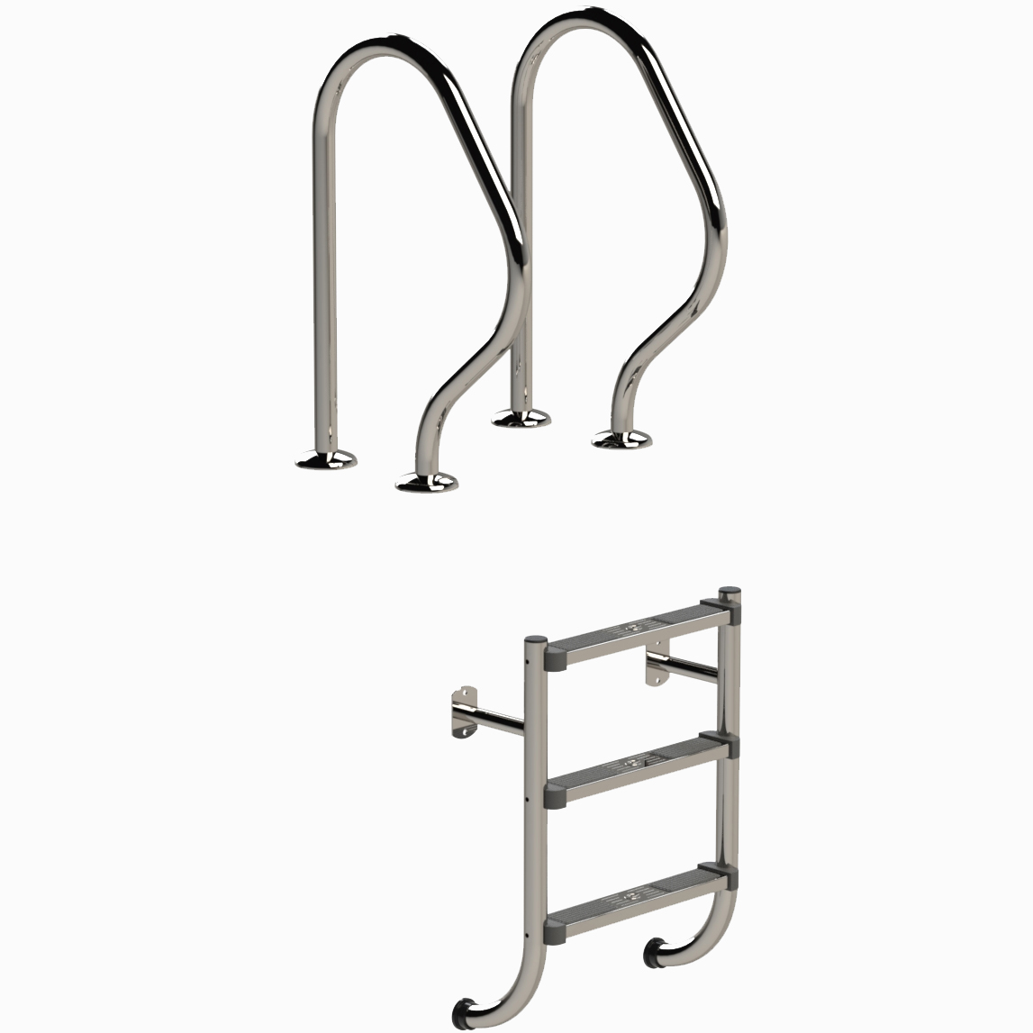 Eichenwald Poolleiter Modell 58 Geteilte Leiter mit 2 Griffbögen Leiterlänge 959mm 3 Stufen