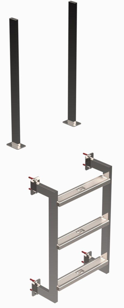 Eichenwald Poolleiter Modell 12.3 Klassik mit 2 Griffstangen Beckentiefe 1060mm 3 Stufen